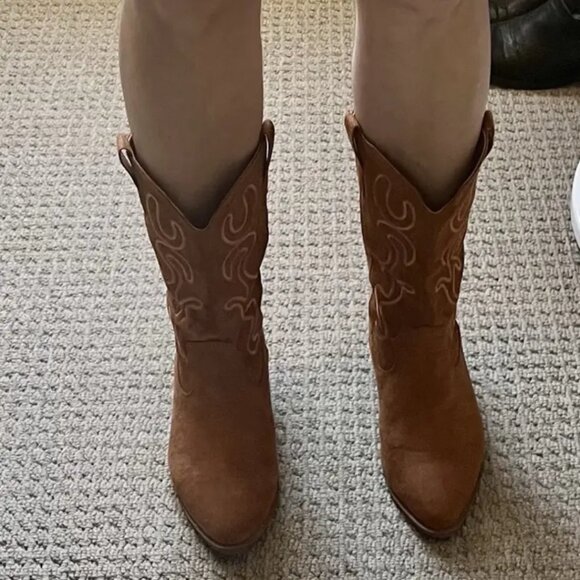 Women Chunky heel midcalf boots, cowboy boots - Picture 3 of 12